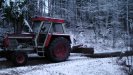 Flattening out the uneven driveway before it freezes up.