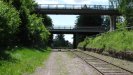 Pedestrian bridge on the top, car bridge below it, and the spot where various currently existing industrial branchlines meet.